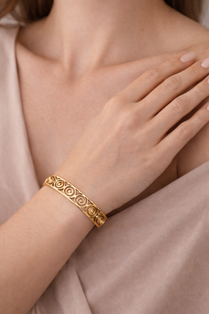 Vintage Filigree Swirl Bangle Bracelet