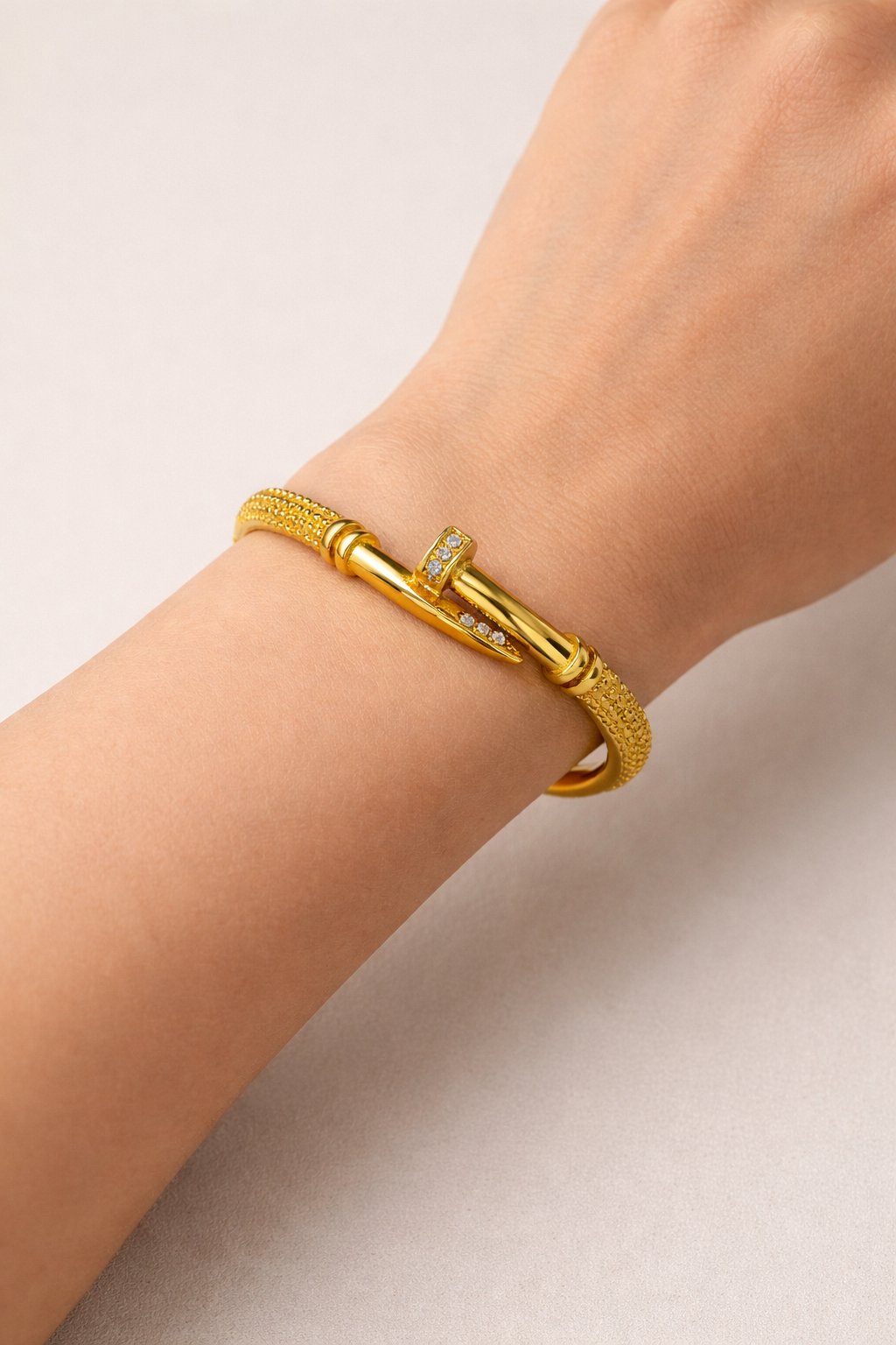 Crystal Nail Bangle Bracelet