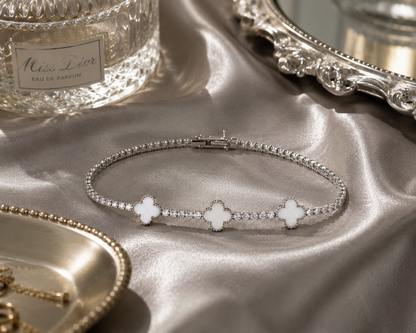 Silver Clover CZ Tennis Bracelet