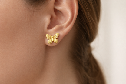 Gold Butterfly Stud Earrings