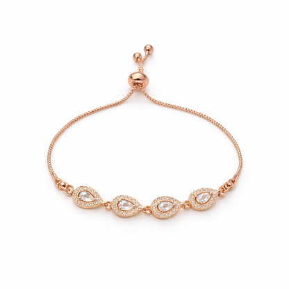Rose Gold Teardrop CZ Adjustable Bracelet
