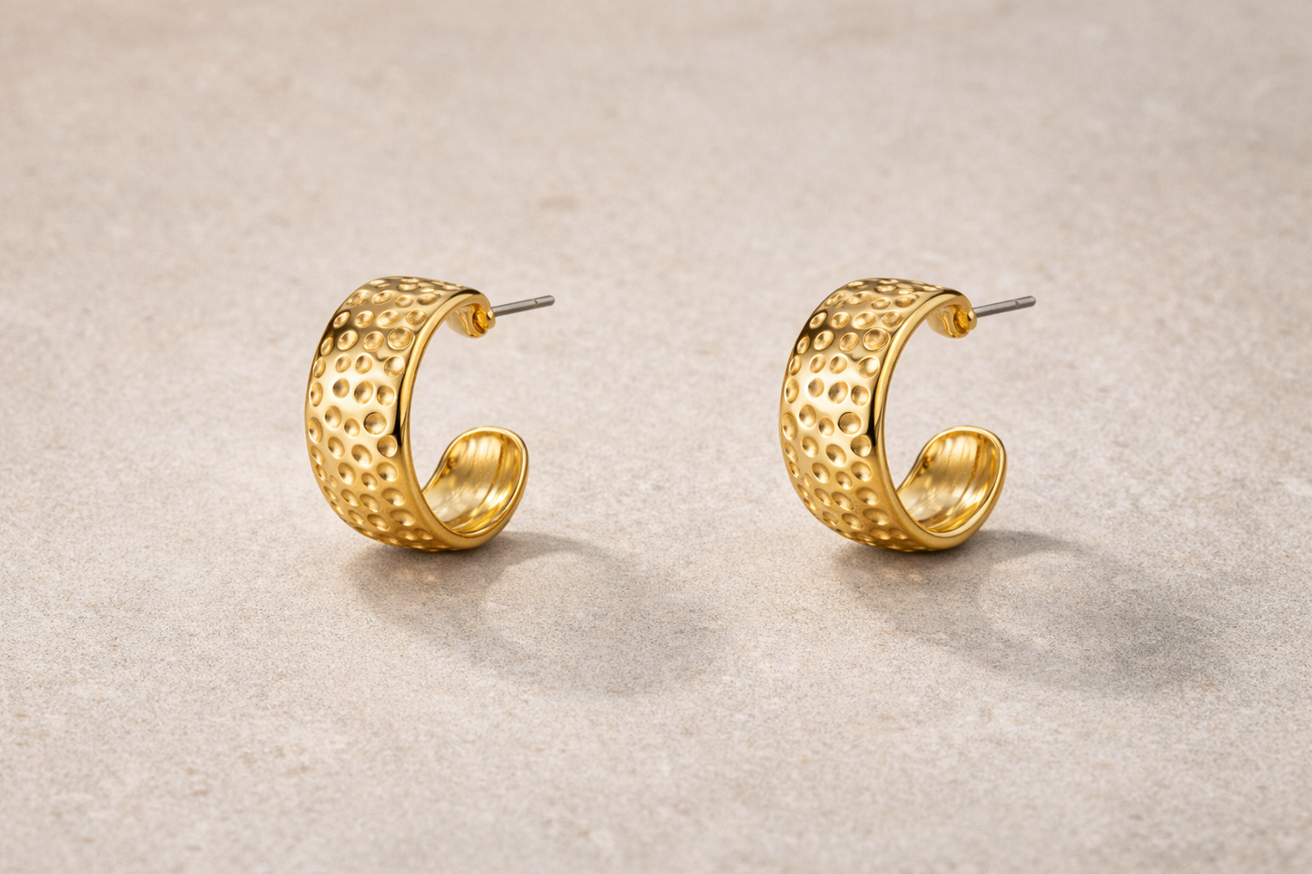 Gold Textured C Hoop Earrings