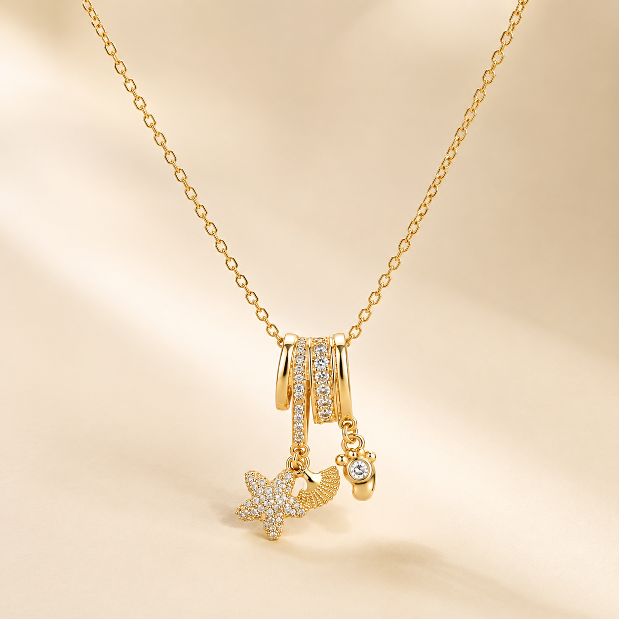 Gold Starfish Charm Necklace