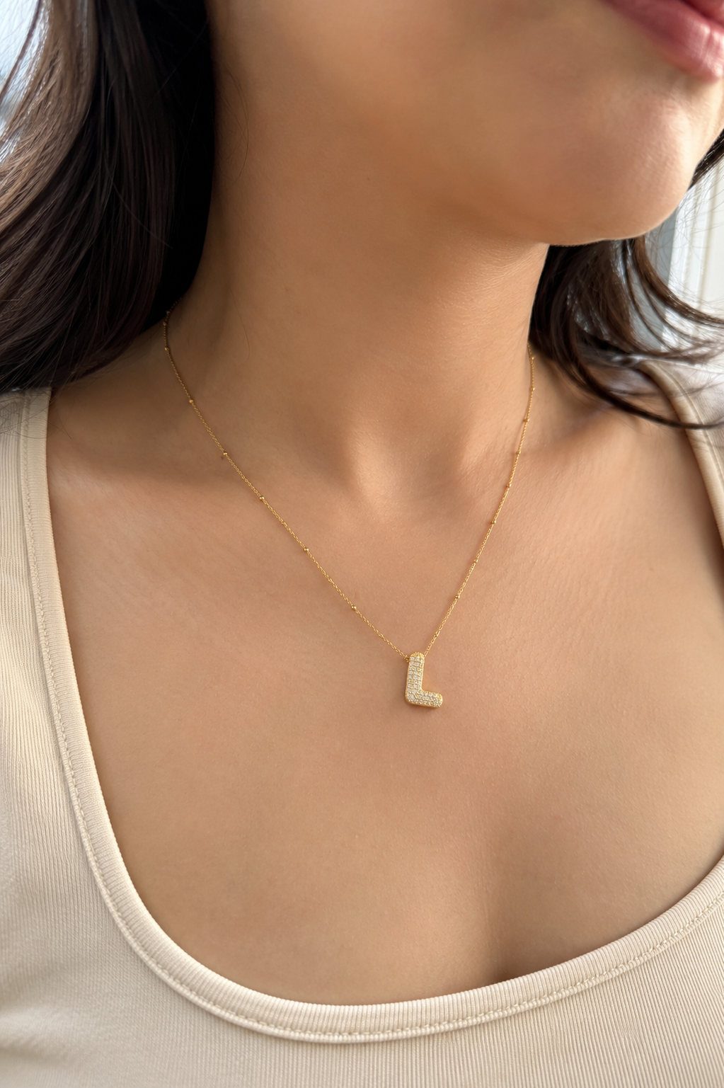Initial Pavé Pendant Necklace