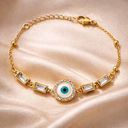 Gold Evil Eye Crystal Protection Bracelet