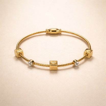 Gold Cable Charm Bracelet