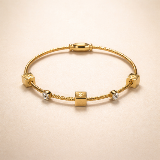 Gold Cable Charm Bracelet