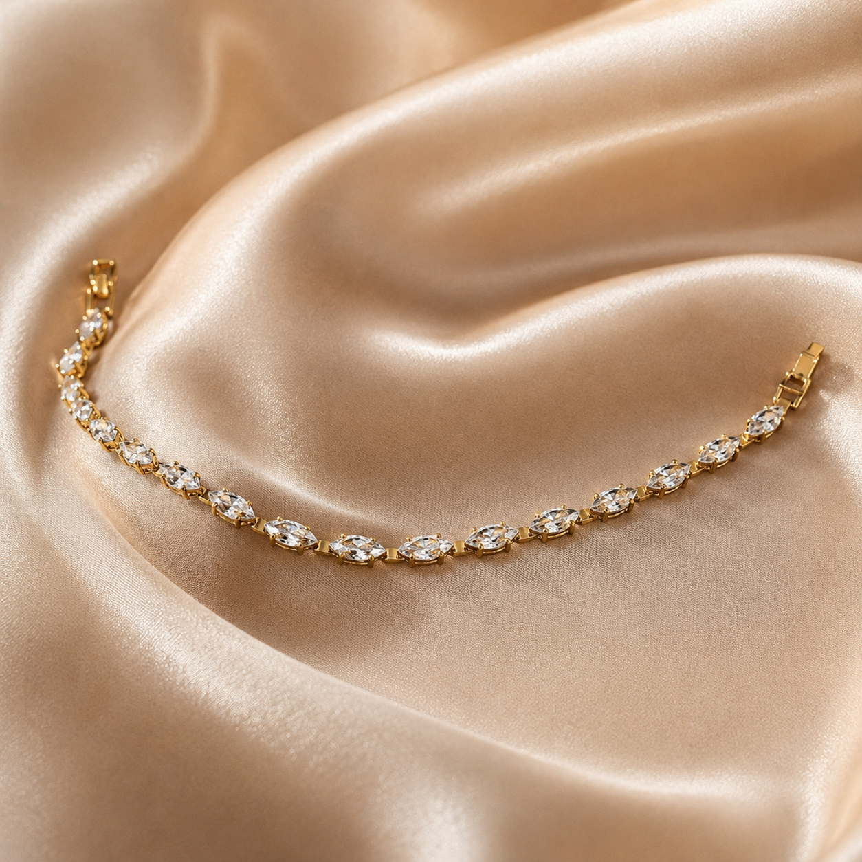Gold Marquise CZ Tennis Bracelet