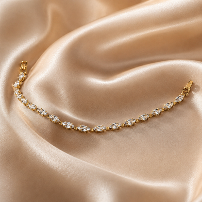 Gold Marquise CZ Tennis Bracelet