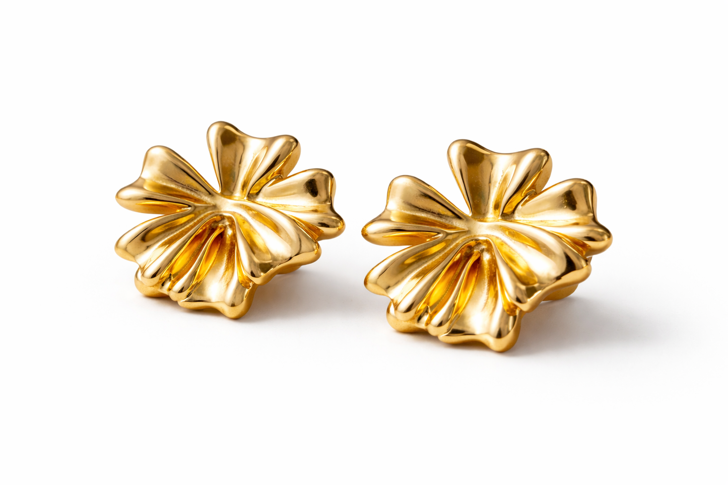 Gold Flower Statement Stud Earrings