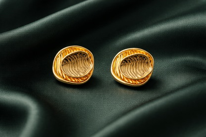 Chunky Textured Oval Stud Earrings