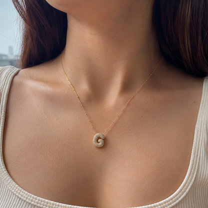 Initial Pavé Pendant Necklace