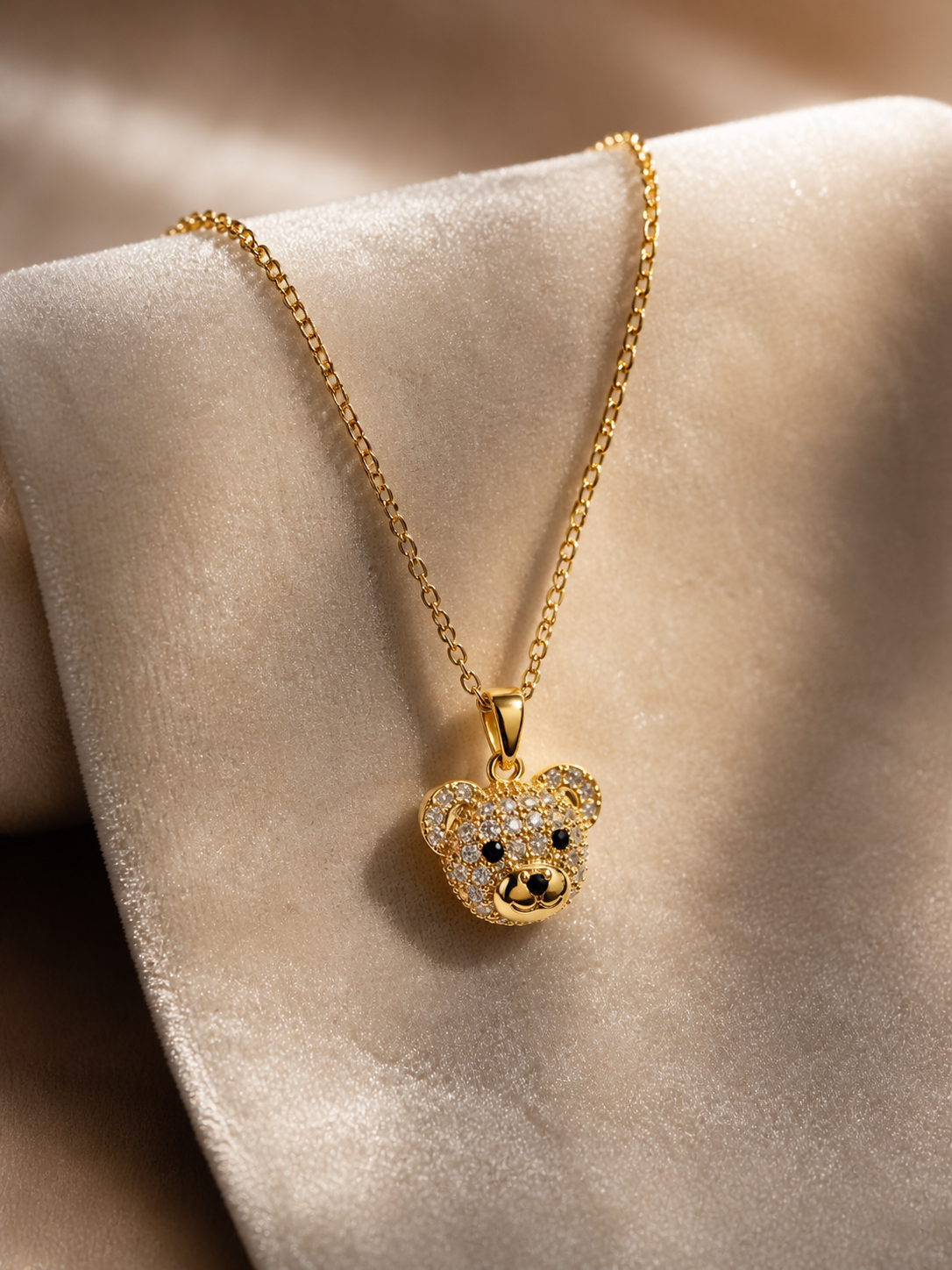 Celeste Teddy Bear Crystal Pendant Necklace