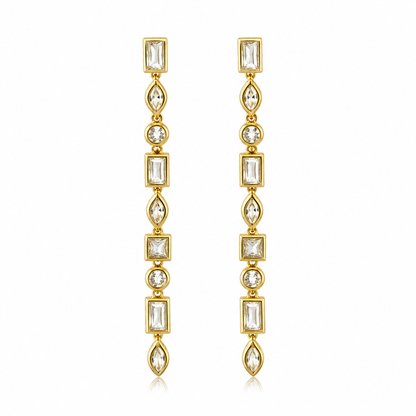 Gold Geometric Crystal Drop Earrings