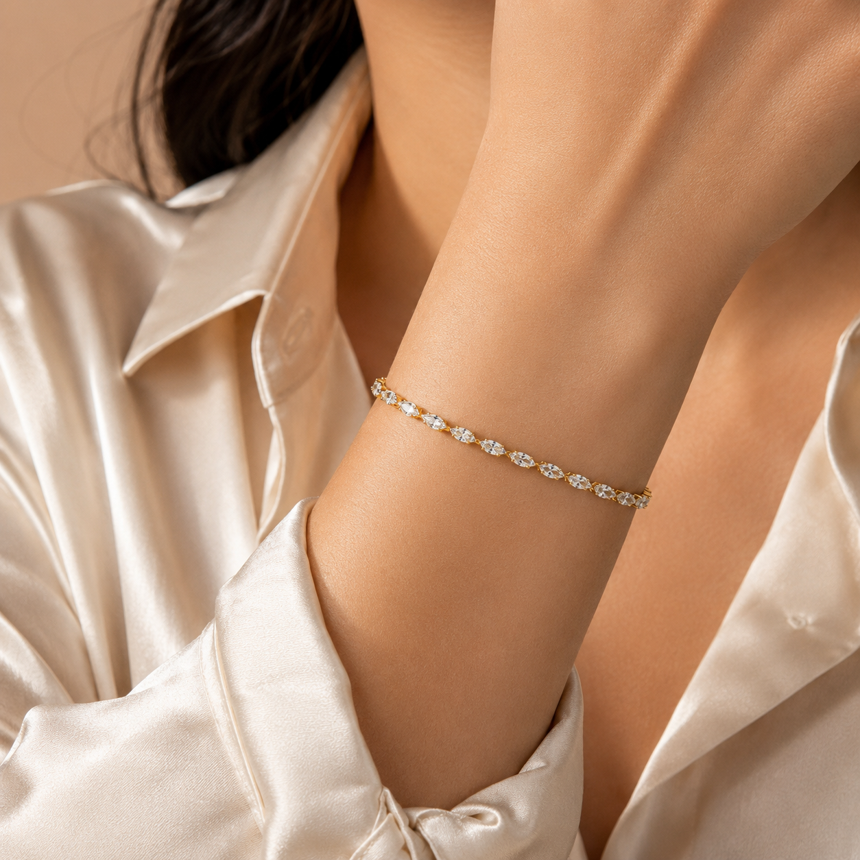 Gold Marquise CZ Tennis Bracelet