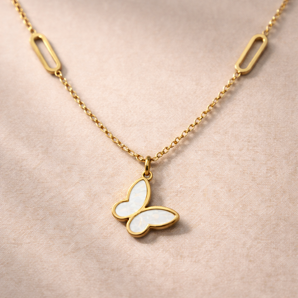 Gold Butterfly Charm Necklace