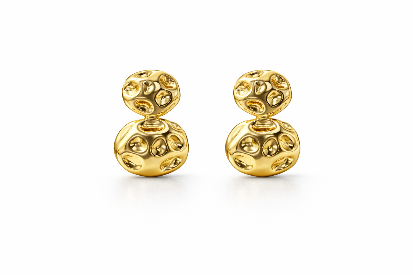 Gold Double Dome Stud Earrings