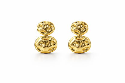 Gold Double Dome Stud Earrings
