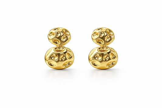 Gold Double Dome Stud Earrings