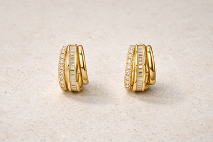 Gold Layered Crystal Hoop Earrings