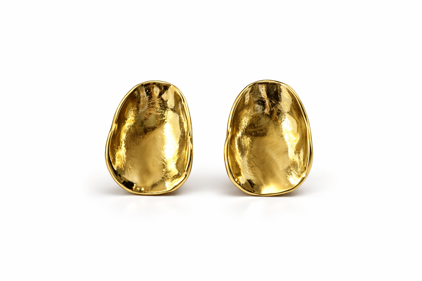 Gold Oval Stud Earrings