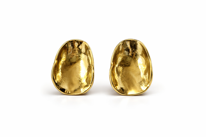 Gold Oval Stud Earrings