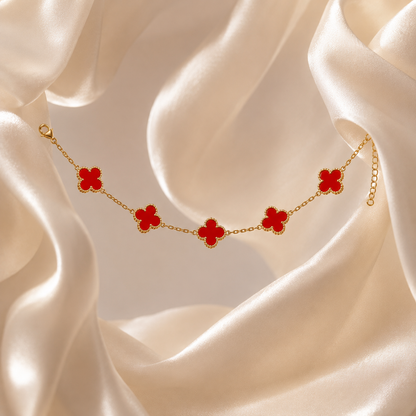 Red Clover Charm Bracelet