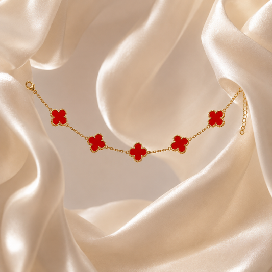Red Clover Charm Bracelet