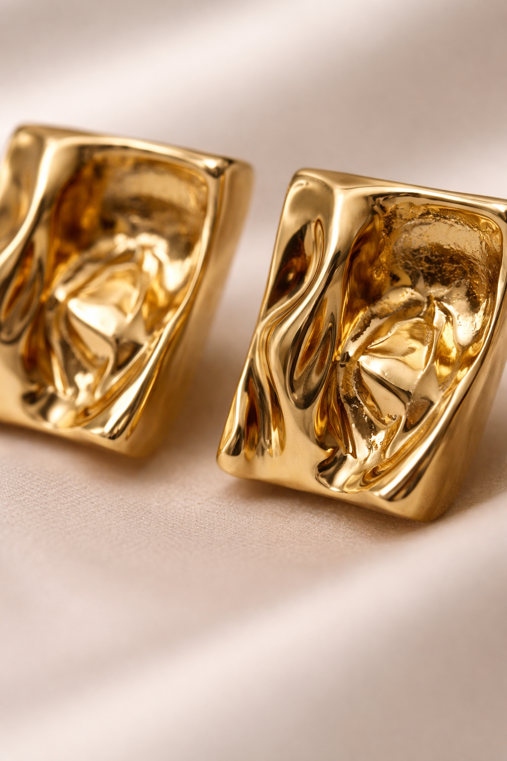 Gold Molten Stud Earrings