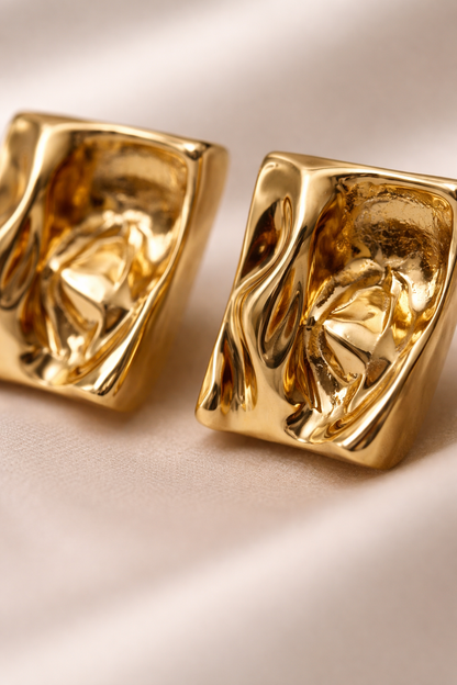 Gold Molten Stud Earrings