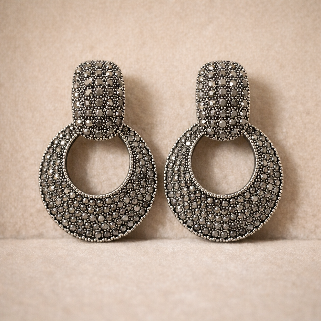 Vintage Crystal Halo Statement Drop Earring