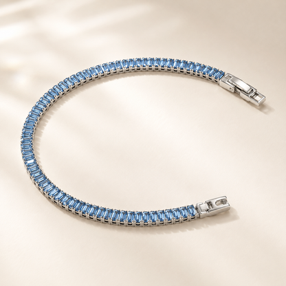 Sky Blue Baguette Tennis Bracelet