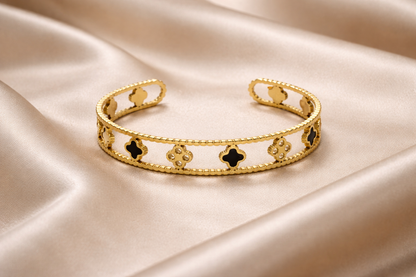 Clover Motif Open Cuff Bracelet
