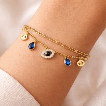 Gold Evil Eye Charm Bracelet