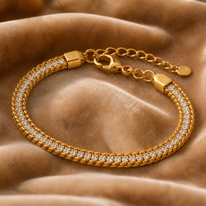 Celeste Dual Row Crystal Tennis Bracelet (Gold)