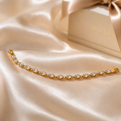 Gold Marquise CZ Tennis Bracelet