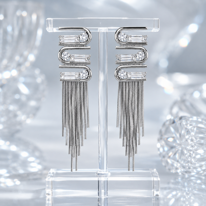 Crystal Tassel Drop Earrings