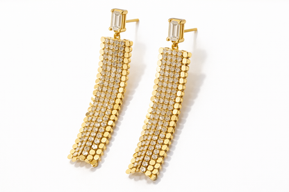 Gold crystal drops earrings