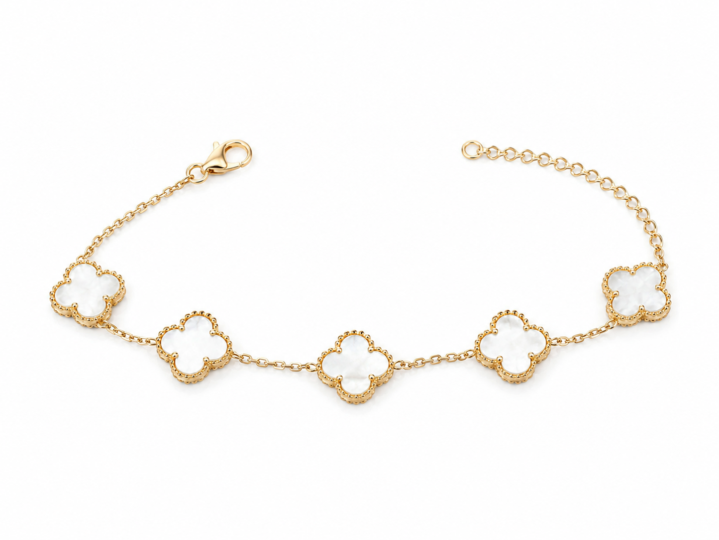 White Clover Gold Bracelet