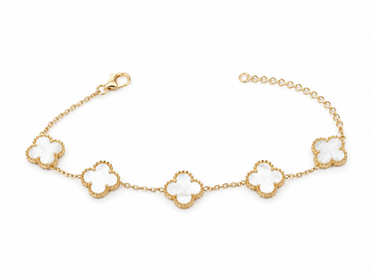 White Clover Gold Bracelet