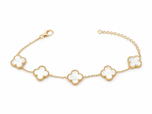 White Clover Gold Bracelet