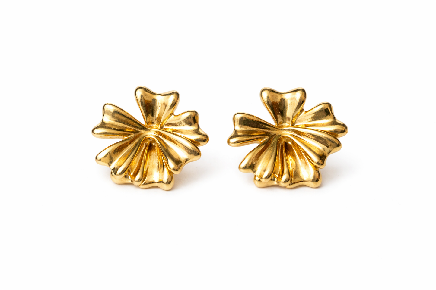 Gold Flower Statement Stud Earrings