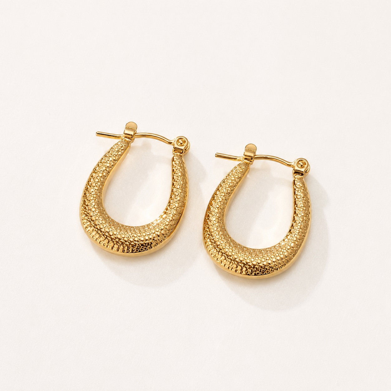 Textured Teardrop Gold Hoop Earrings