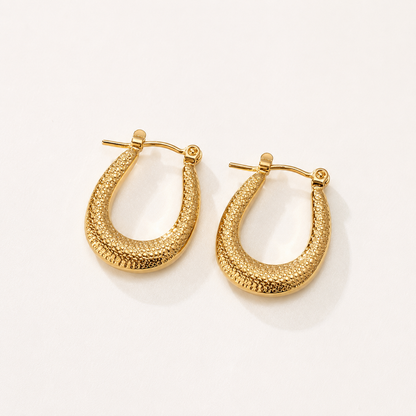 Textured Teardrop Gold Hoop Earrings