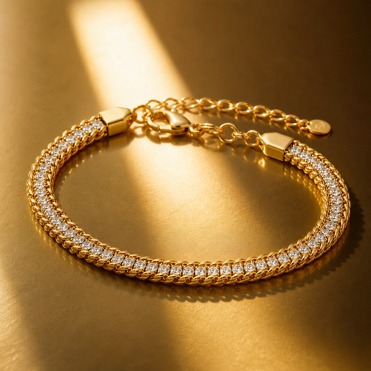 Celeste Dual Row Crystal Tennis Bracelet (Gold)