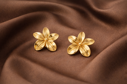 Gold floral stud earrings
