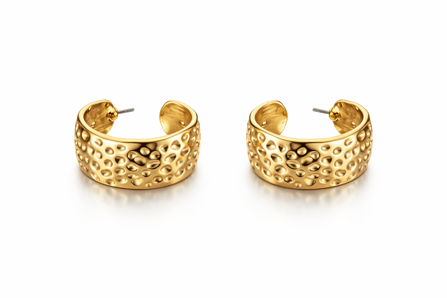Gold Textured C Hoop Earrings