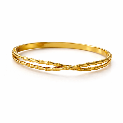 Gold Bamboo Twist Bangle