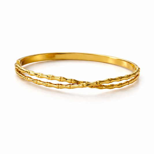 Gold Bamboo Twist Bangle