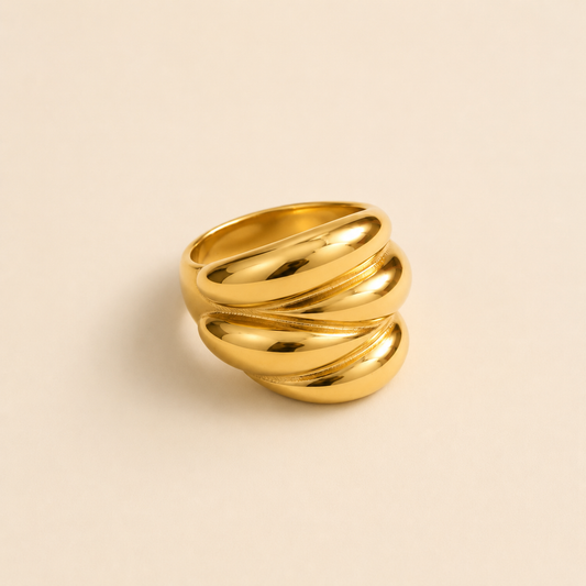 Triple Dome Gold Statement Ring